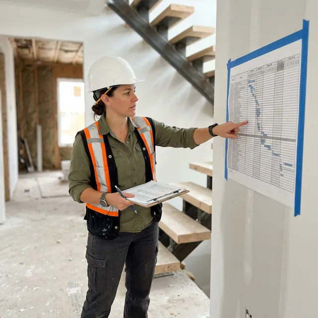 Contractor schedule accountability concept tied to stair project delivery